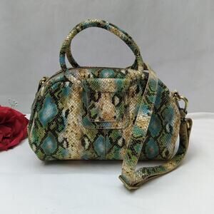 Hobo International Sheila Garden Snake Embossed Leather Satchel Bag